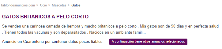 Anuncios de mascotas que hacen referencia a cachorros de perros de raza