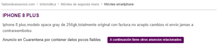 Anuncio fraudulento de Samsung Galaxy S9