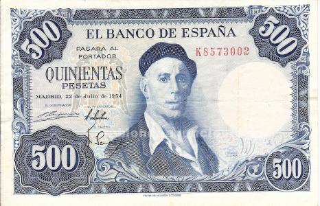 Billete de 500 pesetas zuloaga
