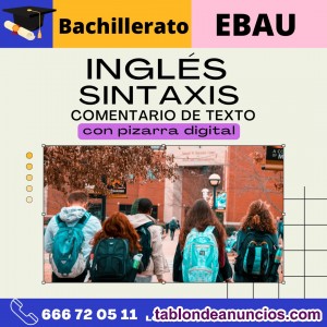 Clases Bachillerato online: Inglés, Sintaxis, Comentario de Texto
