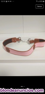 Vendo cinturón hípica piel color rosa y regalo bolso