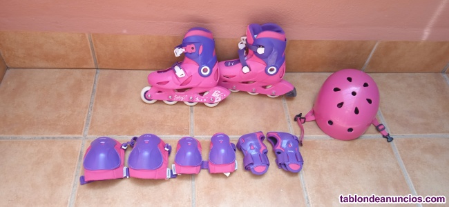 2 equipaciones niña - patines, casco y protecciones completas