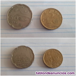 Vendo 2 monedas de 50 y 5 pesetas de 1992-93