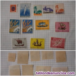 Vendo lote con 12 sellos de san marino nuevos sin usar de 1945 hasta 1963