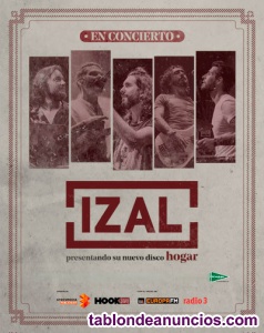 Entradas pista concierto Izal 28/10 viernes Madrid