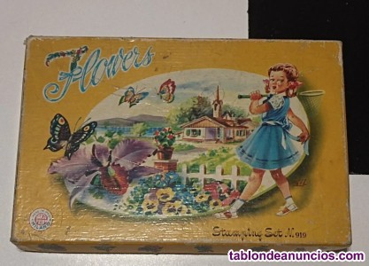 Vendo juego vintage de 1950,flowers,stamping set 919, italia,molde de madera