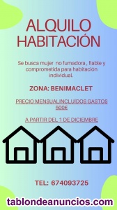 Alquilo habitacion   se busca mujer non fumaba