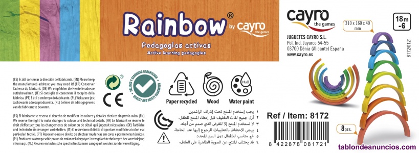 Juego educativo Arcoiris de madera Cayro RAINBOW (Nuevo)