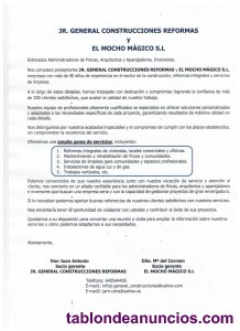 Jr.general construcciones reformas y el mocho m�gico sl ( ofertas)