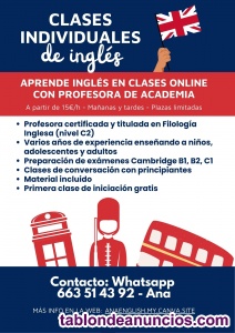 Profesora de academia de Ingl�s, Clases Online Individuales.