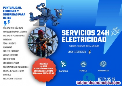 ELICTRICISTA. INSTALACIONES NUEVAS Y RESOLUCI�N DE AVERIAS 24H.