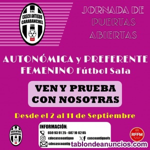 Casco antiguo busca jugadoras senior femenino futsal.