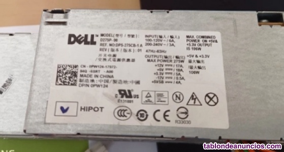 Fuente alimentaci�n DELL sff 275 W modelo d275p-00