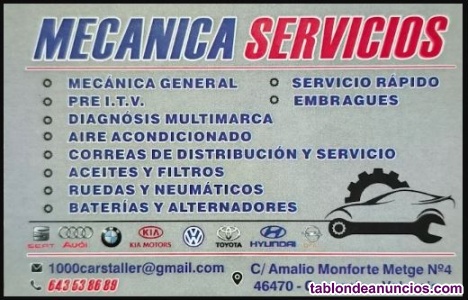 Taller Mecanico, Lavado, Compraventa, En Catarroja