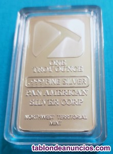 Lingote una onza USA Estados Unidos ba�o de plata 