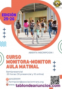 Curso Monitora Aula Matinal (presencial +online)
