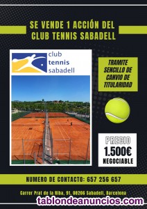 Venta accion de club de tennis sabadell