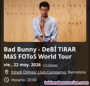 Vendo 2 entradas para Bad Bunny 