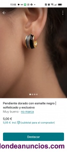 Pendientes aro dorados peque�os mujer elegantes con esmalte negro tendencia 2026