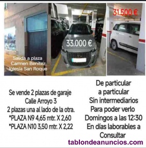 Venta garaje 2 plazas 