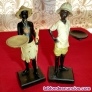 3 figuras africanas en porcelana con detalles franceses 