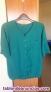 Blusa de verano verde lisa, media manga, talla L. Muy poco uso