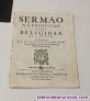 Libro antiguo de 1672,de luis da ascensao,sermao profissao de hva religiosa 