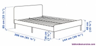 Fotos del anuncio: Estructura cama tapizada. Gris claro. 144x206cm