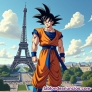 Dragon ball  goku en paris- lona 50 x 50