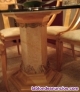 Mesas y seis sillas, mesa con pedestal de m�rmol y madera 